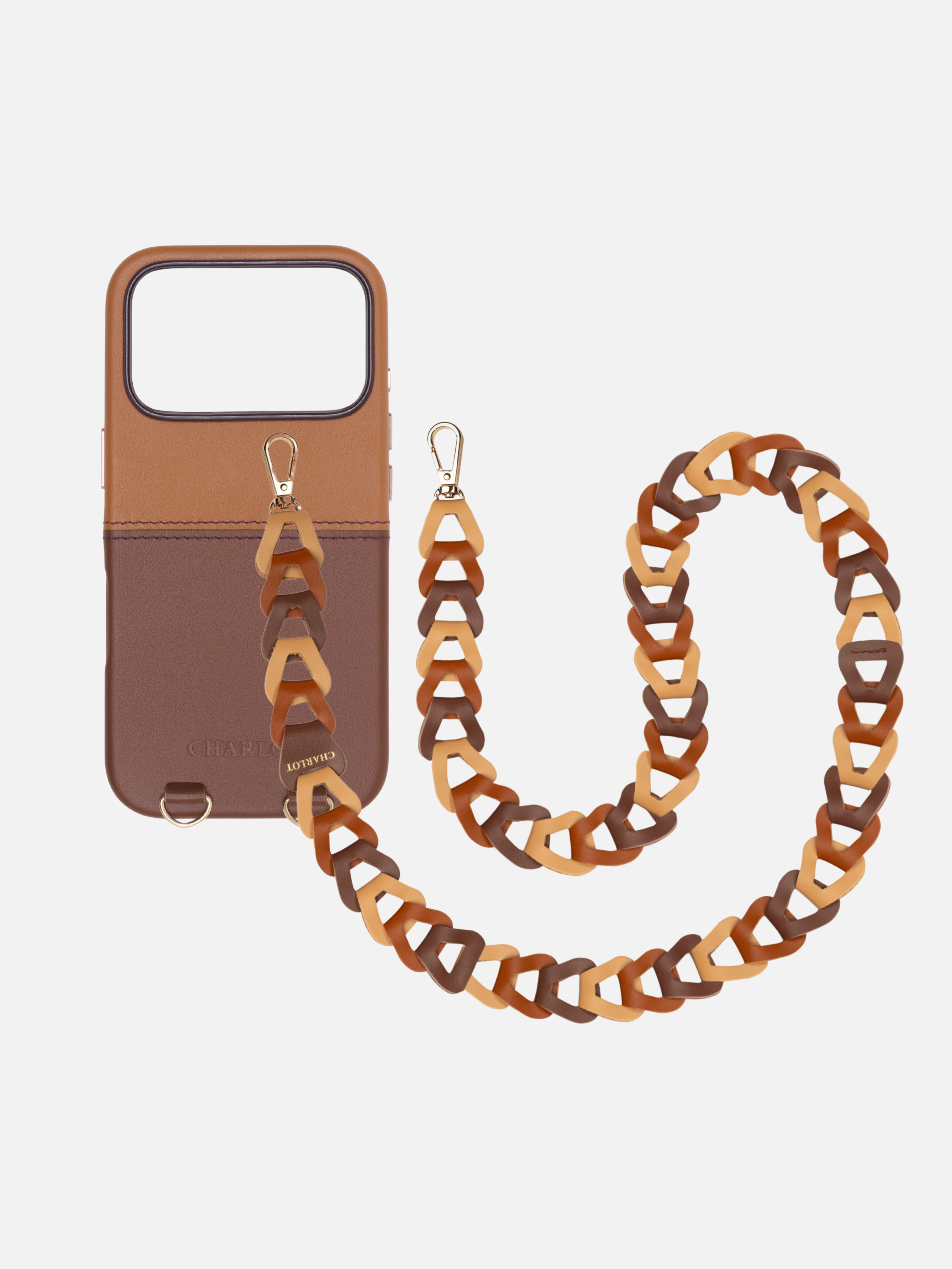 Coque Cuir Magsafe Cognac + Mel Cuir Long Cannelle
