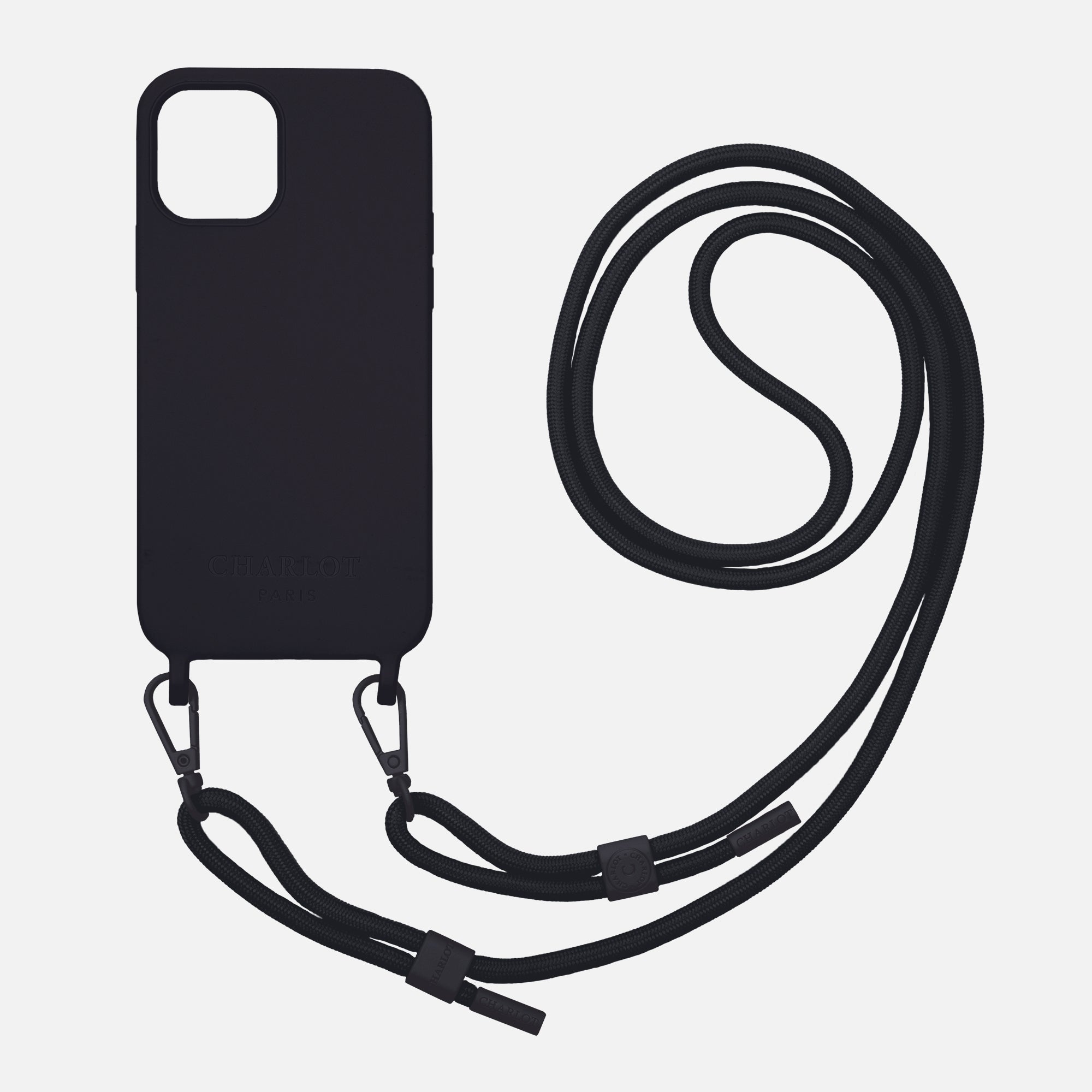 Coque Cordon pour iPhone 15 Pro Max, Antichoc Protection Noire avec Cordon  Robuste Orange