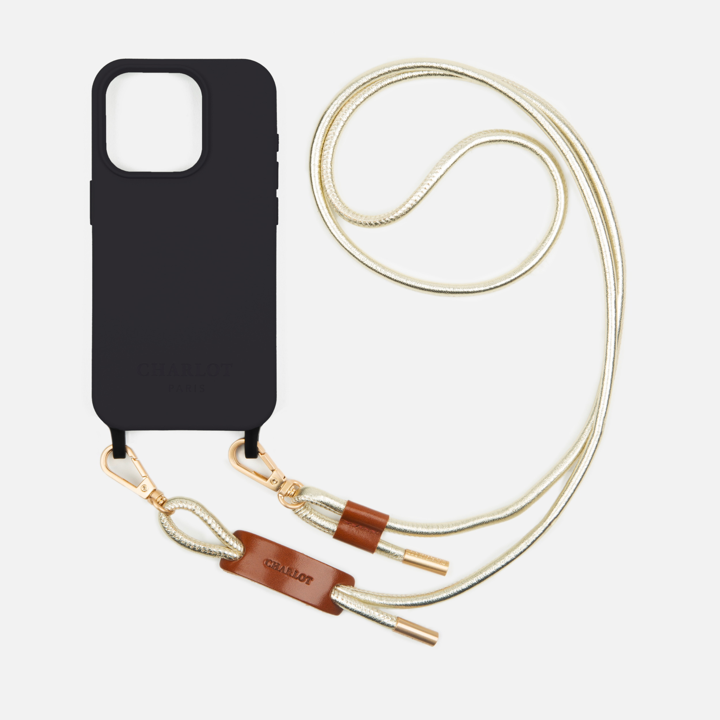 Coque Noir + Noga Cuir Or