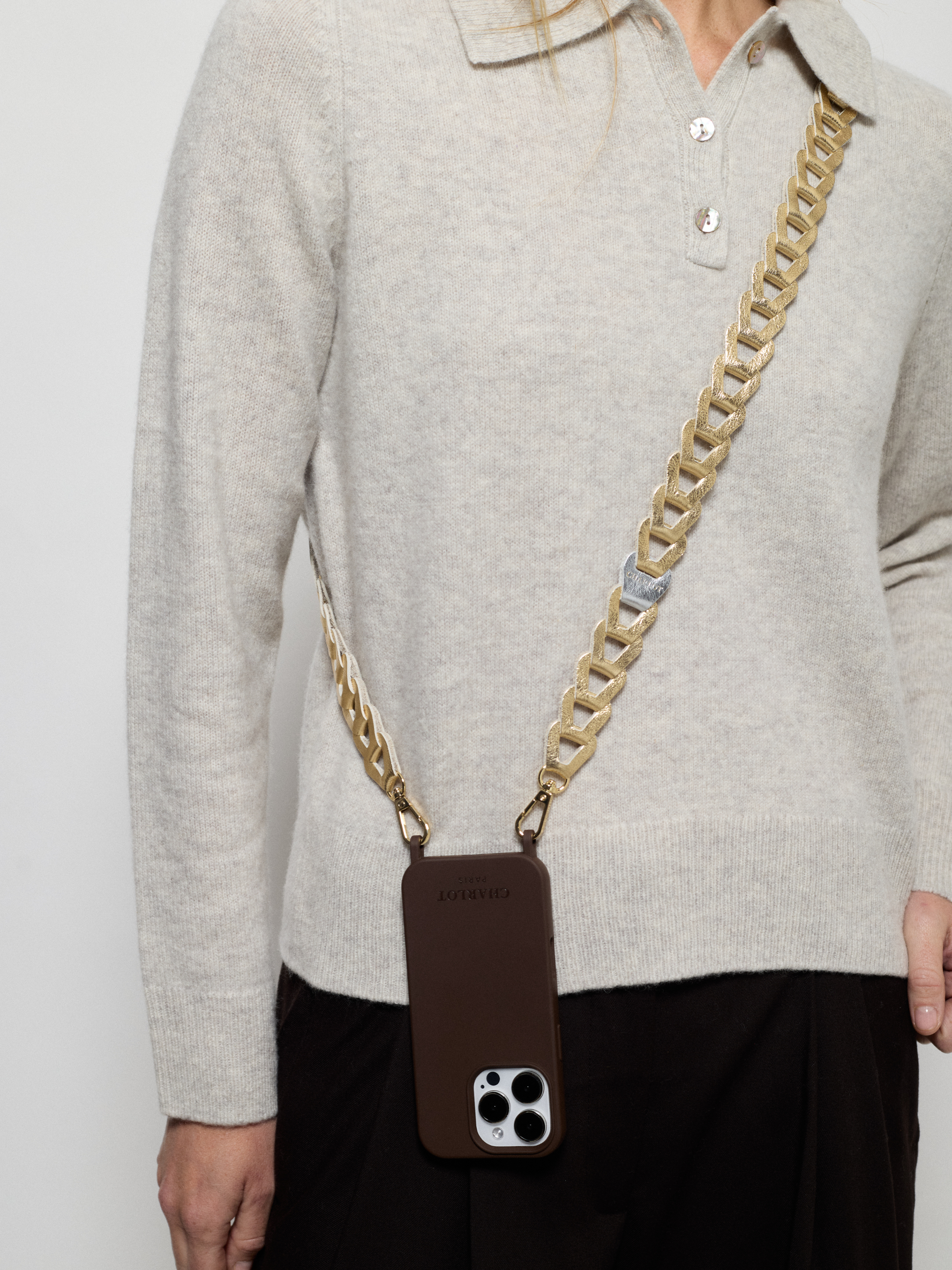 Mel Cuir Irisé Long Or