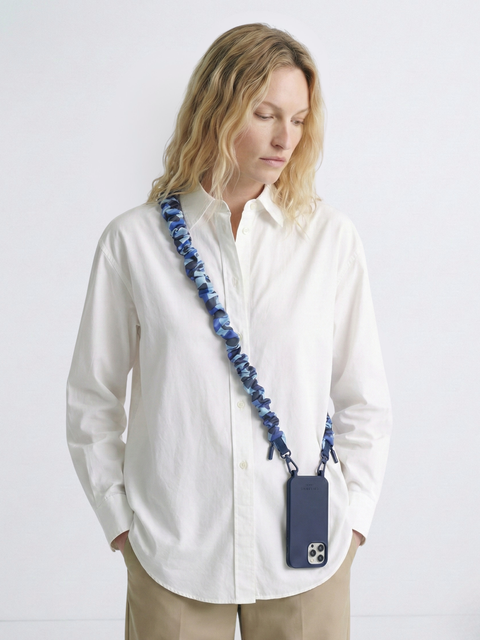 Case + Scrunchie Shoulder Strap Navy Blue