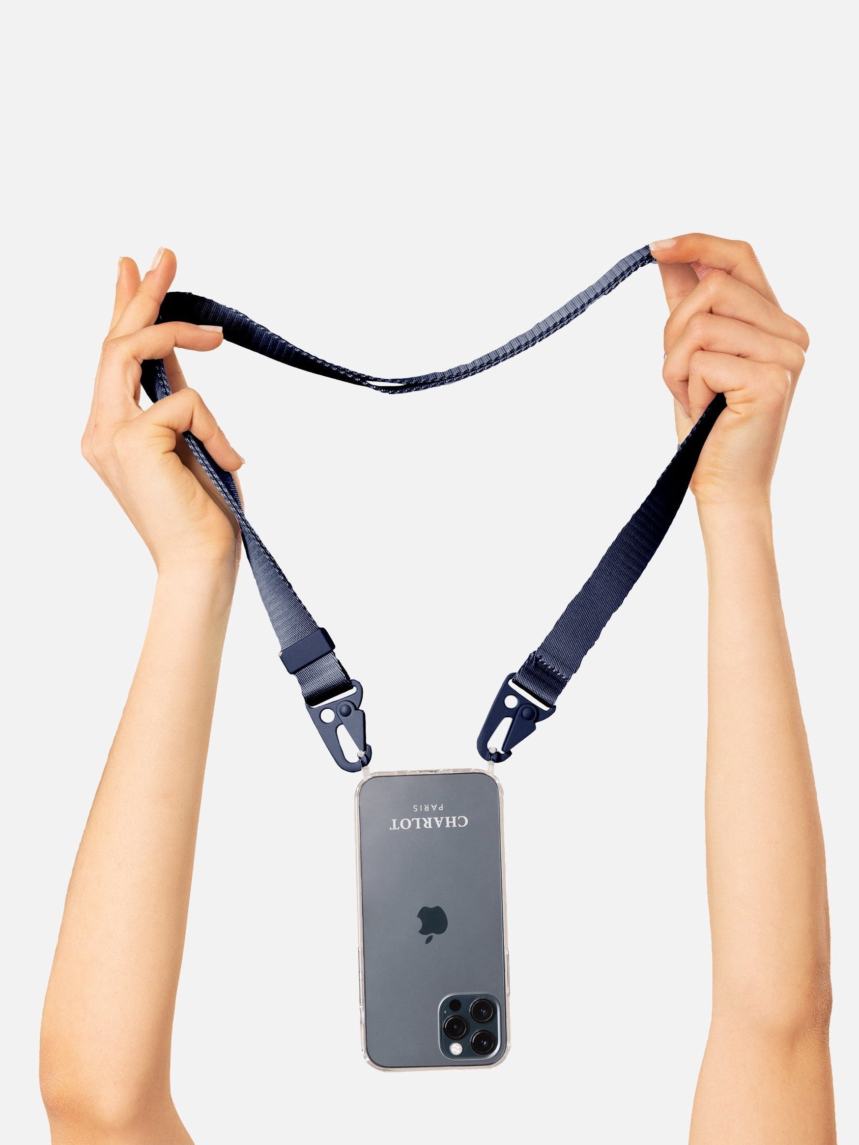 Coque Clear + Lanière Navy Blue