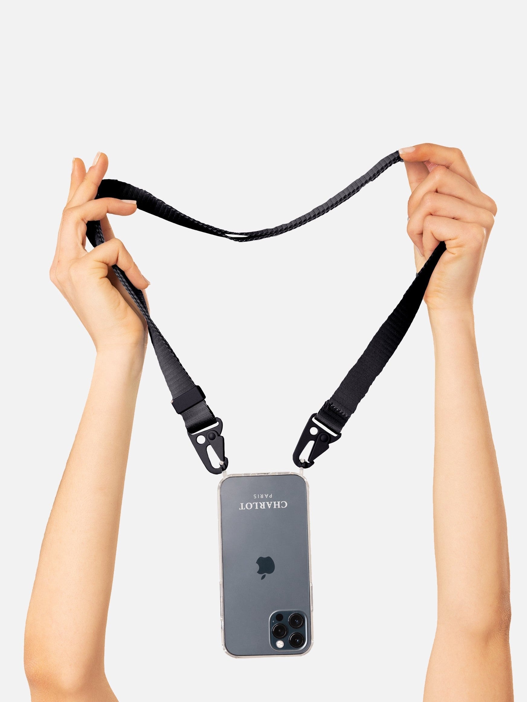 Coque Clear + Lanière Noire