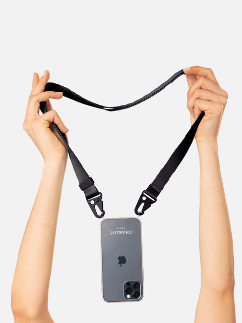 Coque Clear + Lanière Noire